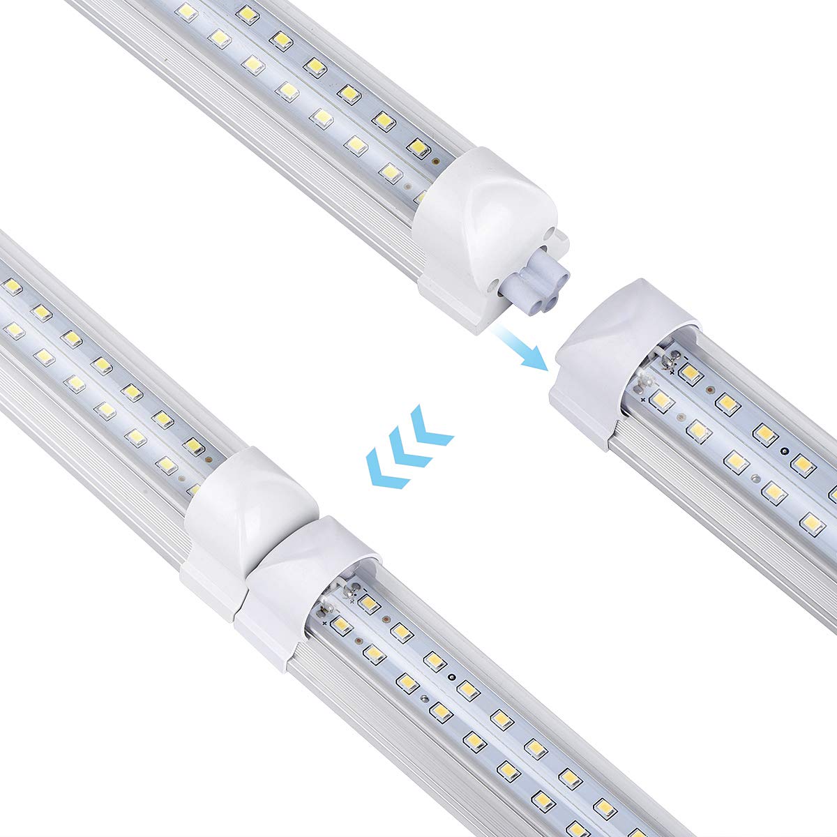 Singteam 10Pack 8Ft Led Shop Light Fixture, 90W Integrated Led Tube Light,10000Lm, 6500K, Clear Cover,High Output,Double Row V Shape 270 Degree Led Lighting For Garage Warehouse Workshop Basement